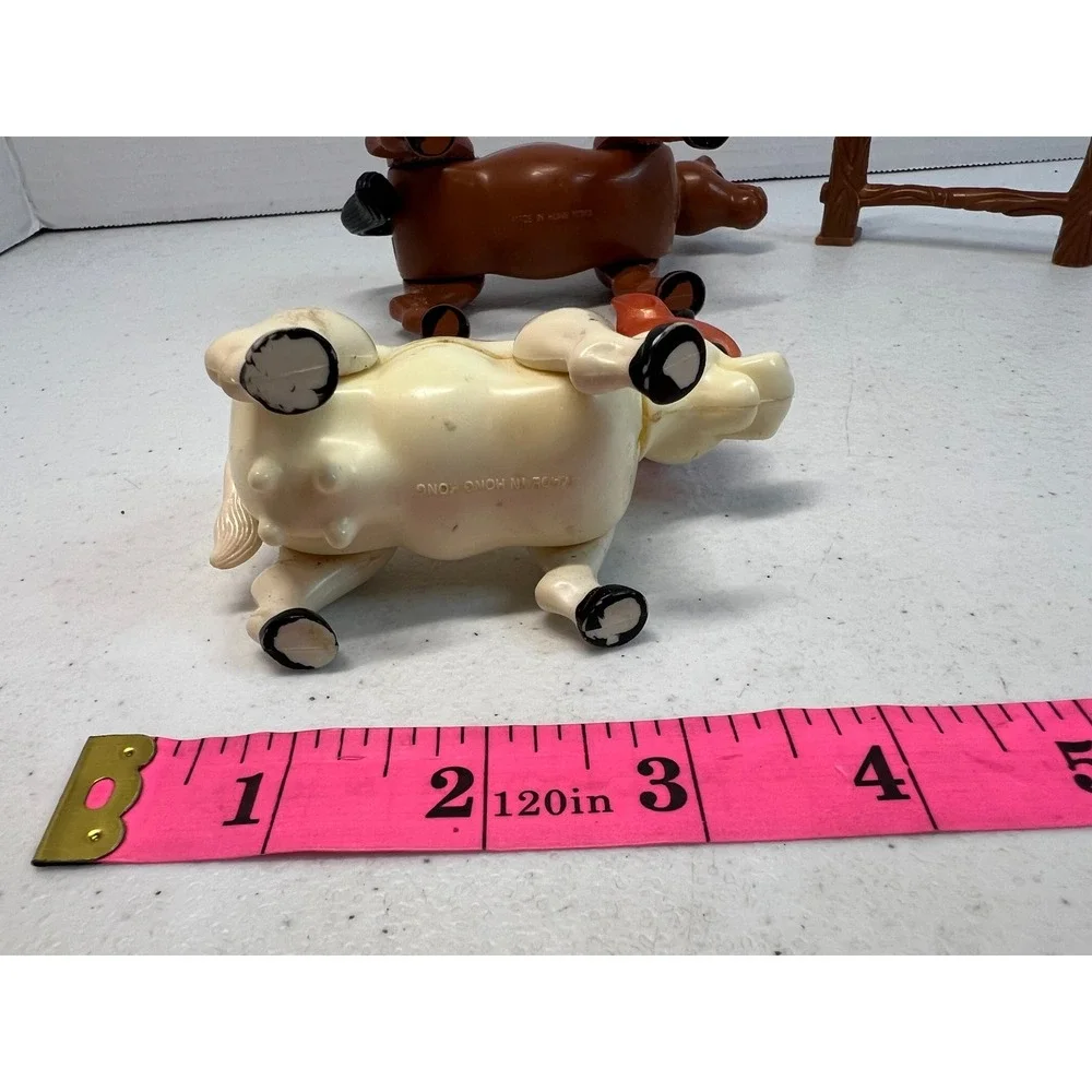 Vintage 1985 Playmates Li'l Playmates Farm Animals Horse Cow and Fence Set